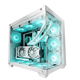 Mars Gaming Caja E-ATX MCV4W XXL Premium White con Ventana de Cristal Templado y Gestión de Cables