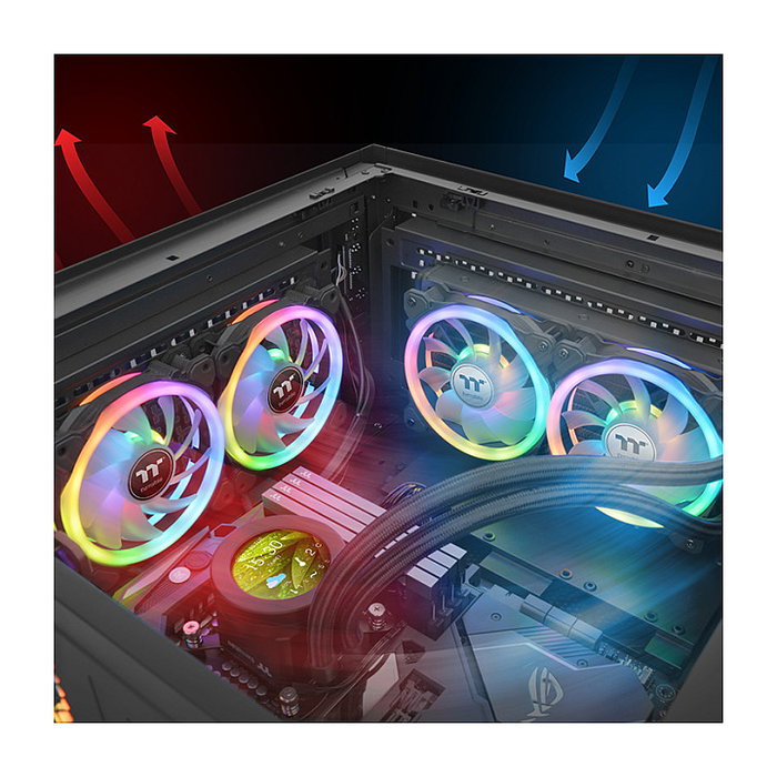 Thermaltake SWAFAN 12 RGB Pack de 3 Ventiladores de 12 cm Negro