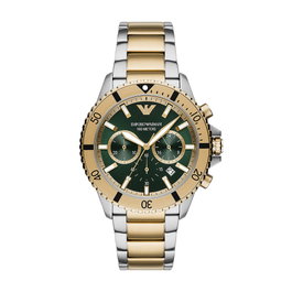 Armani AR11586 con esfera verde y correa dorada