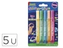 Imedio Glitter Glue Brilla en la Oscuridad, Pack de 5 Tubos de 10ml Surtidos