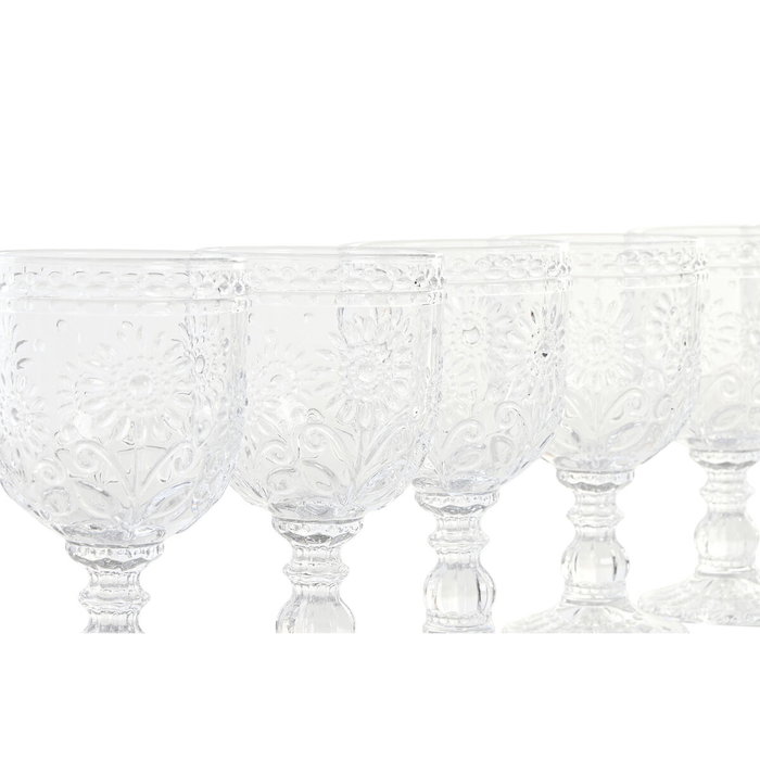 DKD Home Decor Set de 6 Copas de Cristal Margaritas 270ml