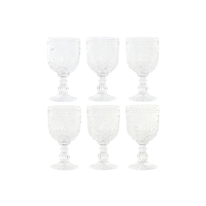 DKD Home Decor Set de 6 Copas de Cristal Margaritas 270ml