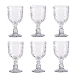 DKD Home Decor Set de 6 Copas de Cristal Margaritas 270ml