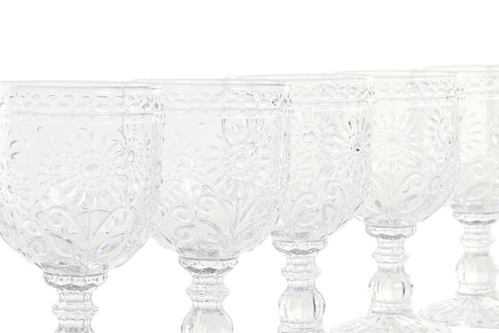 DKD Home Decor Copa Cristal Transparente Set de 6 Piezas 8.7 x 16.3 x 8.7 cm Capacidad 270ml