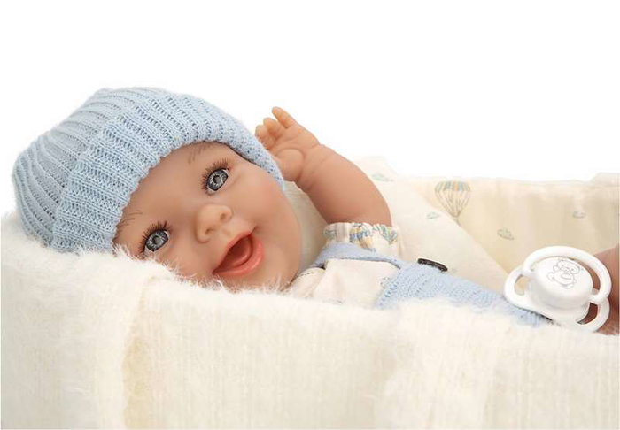Muñecas Arias Muñeca Elegance 33 cm Gadi Azul C/Capazo Cuerpo Vinyl Niño
