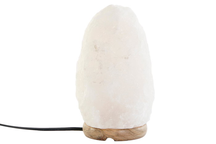 DKD Home Decor Lámpara de Sal del Himalaya Sobremesa, Estilo Árabe, Acabado Natural en Blanco, 14 x 21 x 14 cm, Incluye Bombilla E14