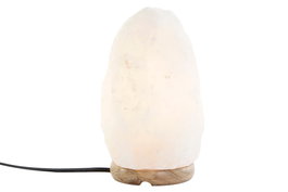 DKD Home Decor Lámpara de Sal del Himalaya Sobremesa, Estilo Árabe, Acabado Natural en Blanco, 14 x 21 x 14 cm, Incluye Bombilla E14
