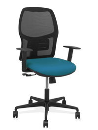 PIQUERAS Y CRESPO Silla Alfera con Mecanismo Sincro, Respaldo Malla Negra y Asiento Verde Petróleo