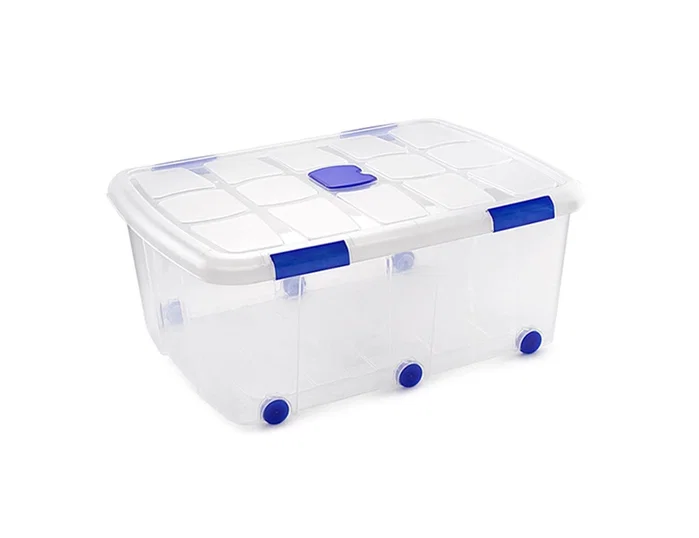 Plasticforte Contenedor Plástico 100 Litros con Tapa y Ruedas Transparente Plasticforte Contenedor Plástico 100 Litros con Tapa y Ruedas Transparente