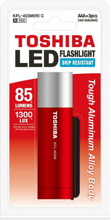 Toshiba Linterna Mini de Aluminio 85 Lúmenes, Color Rojo