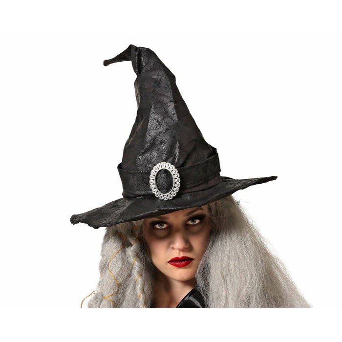 Atosa Sombrero de Bruja Negro Arrugado con Hebilla para Adulta