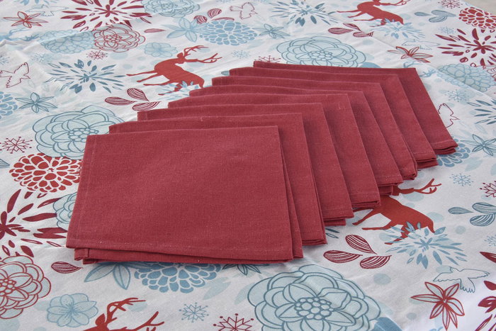 DKD Home Decor Mantel Navidad Moderna Azul Celeste Rojo 250 x 150 cm Set de 9