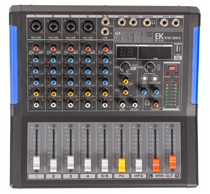Ek Mesa de Mezclas KW06A Amplificada con Efectos