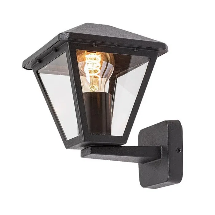 RABALUX Aplique Exterior Paravento RAB-7146 E27 IP44 Negro Aluminio Pantalla Cristal Clásico Exterior