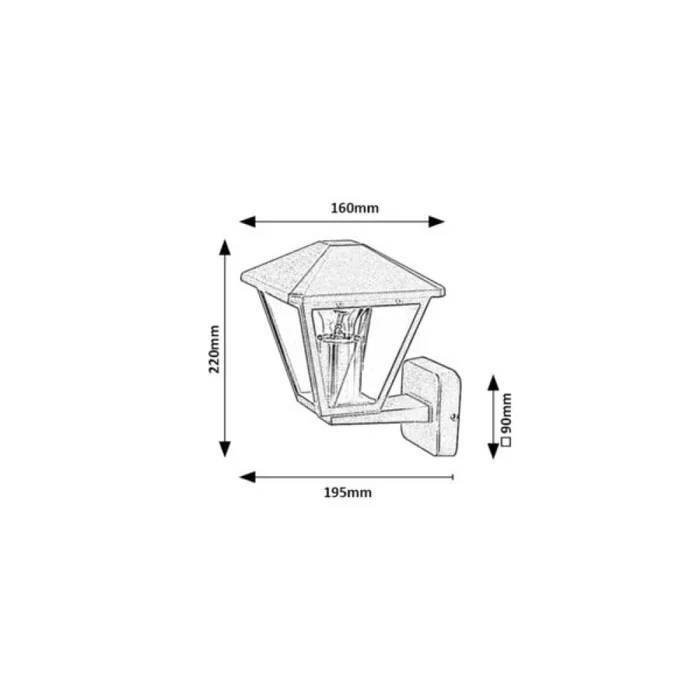 RABALUX Aplique Exterior Paravento RAB-7146 E27 IP44 Negro Aluminio Pantalla Cristal Clásico Exterior