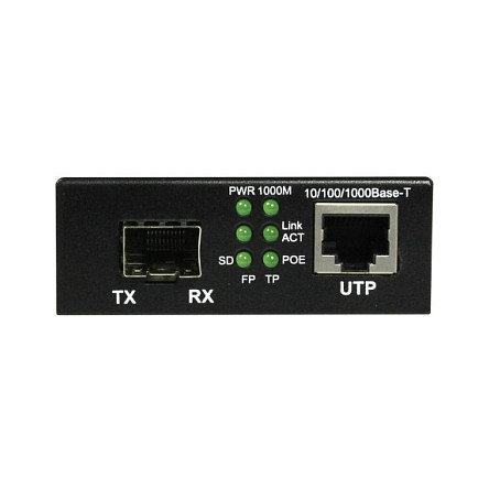 ALLNET ALL-MC202P-SFP1-PoE | Convertidor de medios Gigabit PoE 15,4W/30W | 1000BASE-SX/LX SFP Mini-GBIC