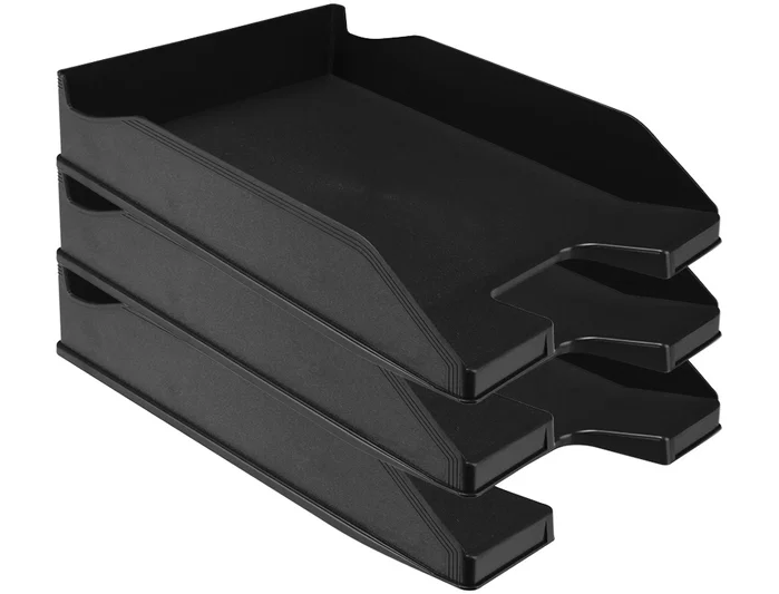 Q-connect Bandeja sobremesa plástico negro opaco 100% reciclado 240x70x340 mm