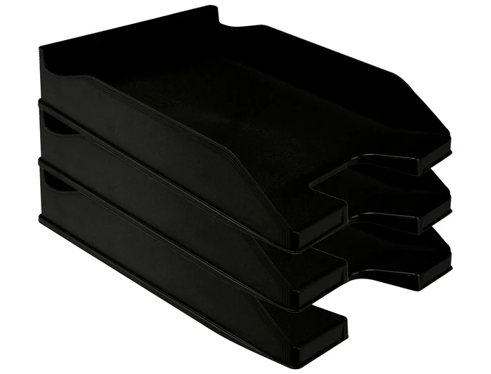 Q-connect Bandeja sobremesa plástico negro opaco 100% reciclado 240x70x340 mm