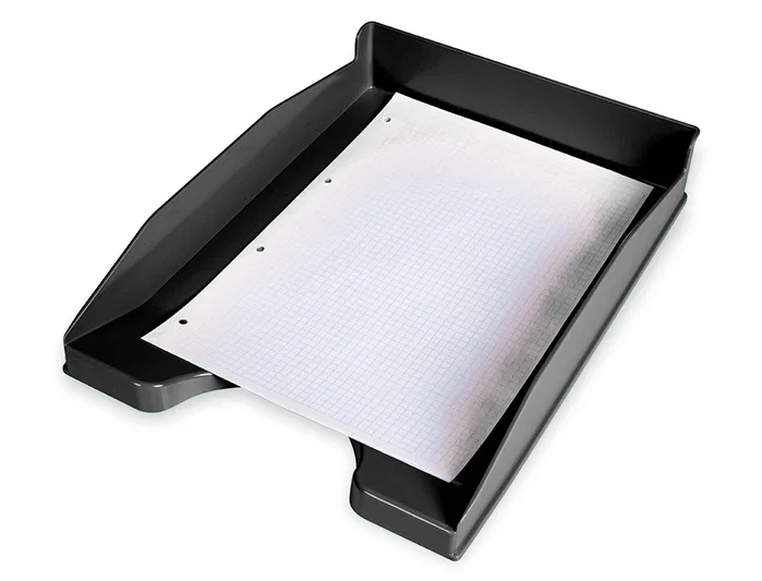 Q-connect Bandeja sobremesa plástico negro opaco 100% reciclado 240x70x340 mm