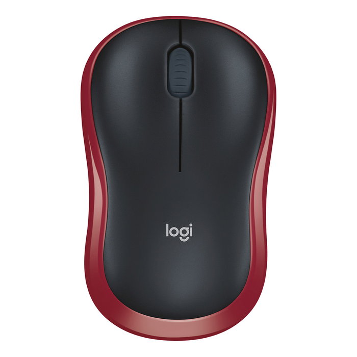 Logitech M185 - Ratón inalámbrico óptico ambidiestro, 1000 DPI, color rojo, compatible con Windows, macOS, Linux y ChromeOS