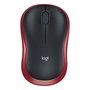 Logitech M185 - Ratón inalámbrico óptico ambidiestro, 1000 DPI, color rojo, compatible con Windows, macOS, Linux y ChromeOS