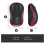 Logitech M185 - Ratón inalámbrico óptico ambidiestro, 1000 DPI, color rojo, compatible con Windows, macOS, Linux y ChromeOS