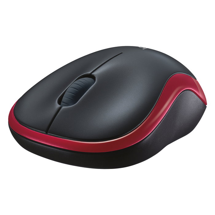 Logitech M185 - Ratón inalámbrico óptico ambidiestro, 1000 DPI, color rojo, compatible con Windows, macOS, Linux y ChromeOS