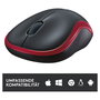 Logitech M185 - Ratón inalámbrico óptico ambidiestro, 1000 DPI, color rojo, compatible con Windows, macOS, Linux y ChromeOS