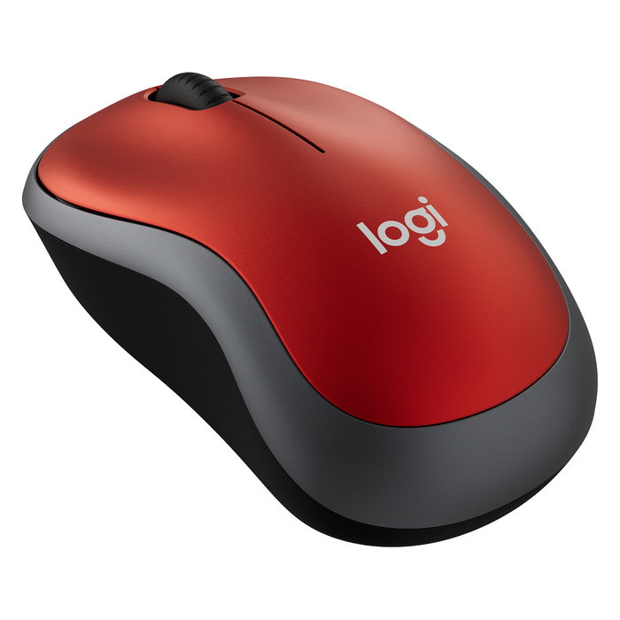 Logitech M185 - Ratón inalámbrico óptico ambidiestro, 1000 DPI, color rojo, compatible con Windows, macOS, Linux y ChromeOS