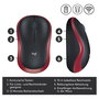 Logitech M185 - Ratón inalámbrico óptico ambidiestro, 1000 DPI, color rojo, compatible con Windows, macOS, Linux y ChromeOS