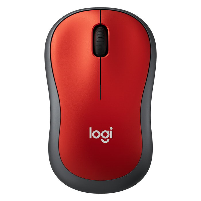 Logitech M185 - Ratón inalámbrico óptico ambidiestro, 1000 DPI, color rojo, compatible con Windows, macOS, Linux y ChromeOS