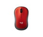 Logitech M185 Ratón Inalámbrico Ambidextro Rojo/Negro
