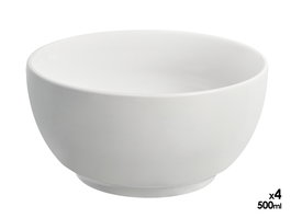 Vessia Set de 4 Bols de Porcelana Blanca, Capacidad 500 ml, Dimensiones 18.5x15x15 cm (Set de 8)
