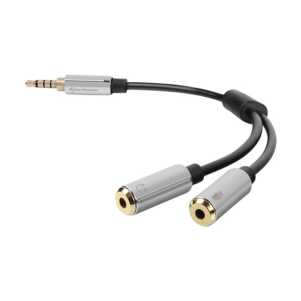 Sharkoon PMP35 Adaptador de Audio 2x3,5mm Hembra a 3,5mm Macho Sharkoon PMP35 Adaptador de Audio 2x3,5mm Hembra a 3,5mm Macho