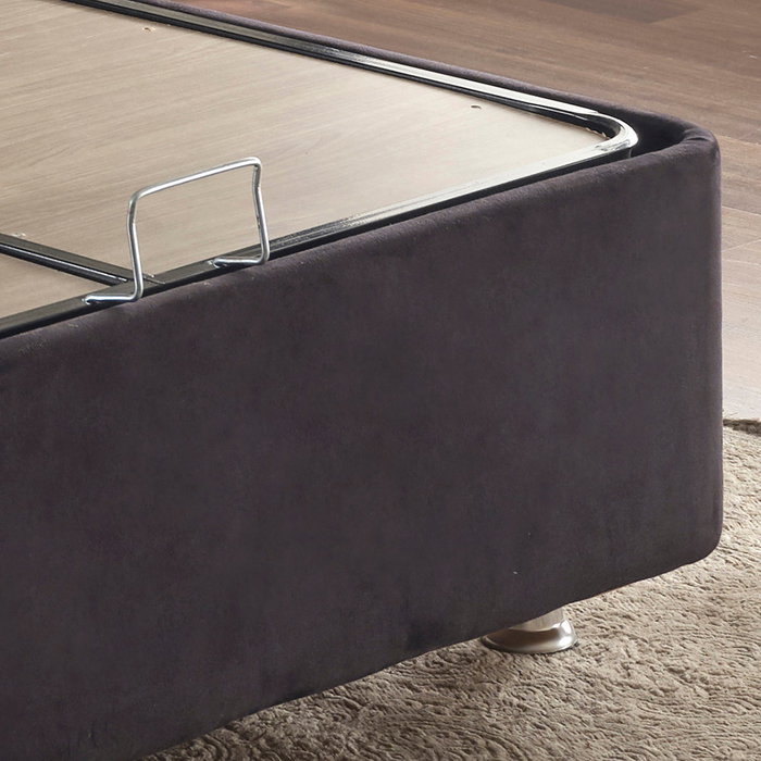 Hanah Home Somier y Cabecero Individual Negro Ela Single (100 x 200 cm) con Arcón Incluido, Estructura de Acero y Tejido 100% Soho
