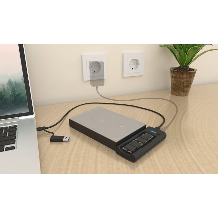 ICY BOX IB-180MS-C31 Docking Station USB-C/USB-A para M.2 NVMe SSD y SATA 3.5/2.5