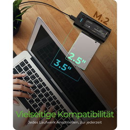 ICY BOX IB-180MS-C31 Dock de USB-C/USB-A 3.2 Gen 2 para SSD NVMe M.2 y HDD SATA 3.5"/2.5", JMS581DL, Plug & Play, 10 Gbit/s