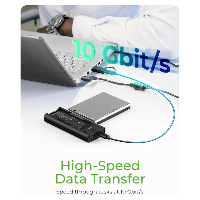 ICY BOX IB-180MS-C31 Docking Station para M.2 NVMe y SATA SSD/HDD 2.5/3.5 pulgadas, Negro