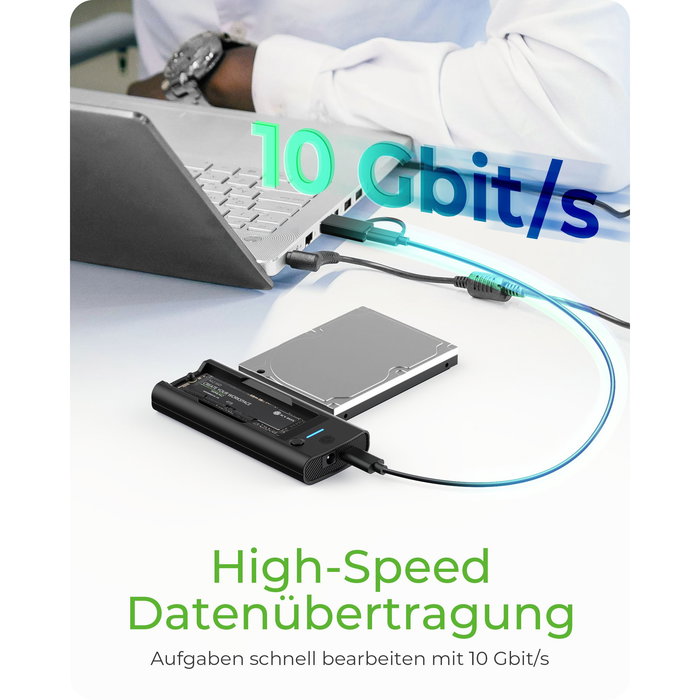 ICY BOX IB-180MS-C31 Dock de USB-C/USB-A 3.2 Gen 2 para SSD NVMe M.2 y HDD SATA 3.5"/2.5", JMS581DL, Plug & Play, 10 Gbit/s