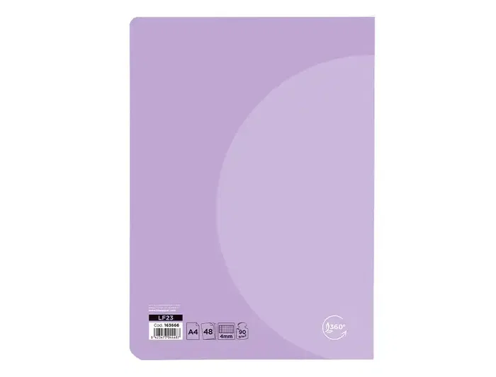 Liderpapel Libreta A4 Tapa Plástico 48 Hojas 90gr Cuadro 4mm Con Margen Colores Pastel Surtidos