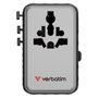 Verbatim Charge 'n' Travel Adaptador de Viaje Universal GaN III 100W con Cable USB-C Retráctil