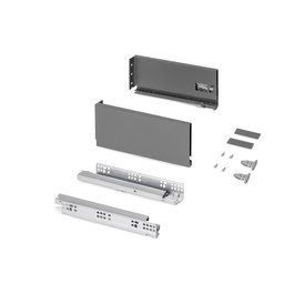 Emuca Cajón exterior Protone 30kg con guías de extracción total y cierre suave, Altura 131mm, profundidad 300mm, Acero, Gris antracita