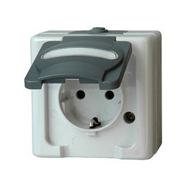Kopp 103356006 Schuko Steckdose con tapa abatible, Gris
