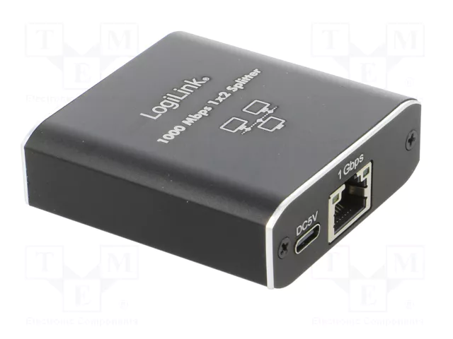 LogiLink NS0011 Splitter 1000 MBit/s con 1xDP/2xDP RJ45/USB-C/DC 5V LogiLink NS0011 Splitter 1000 MBit/s con 1xDP/2xDP RJ45/USB-C/DC 5V