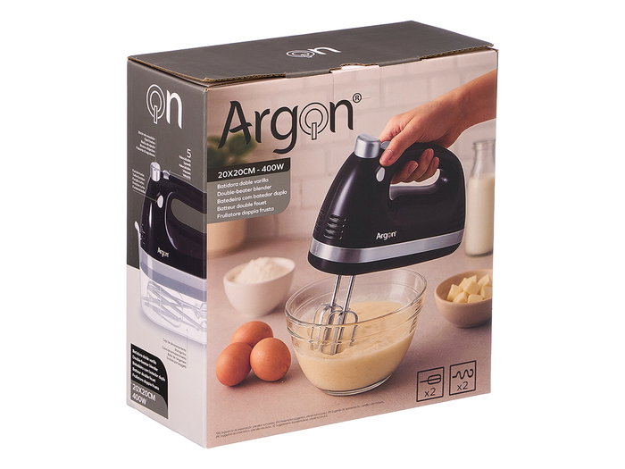 Argon Batidora Doble Varilla 400W Negro 22 x 9.5 x 25 cm (Set de 6)