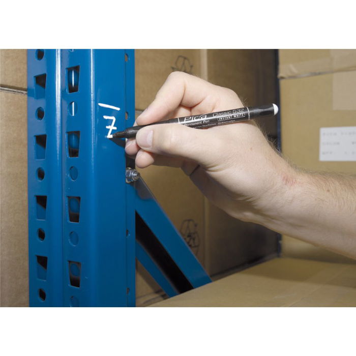 Pica Marcador Permanente Blanco Punta Bala Media Marcaje Duradero en Múltiples Superficies Resistente al Agua y al Exterior