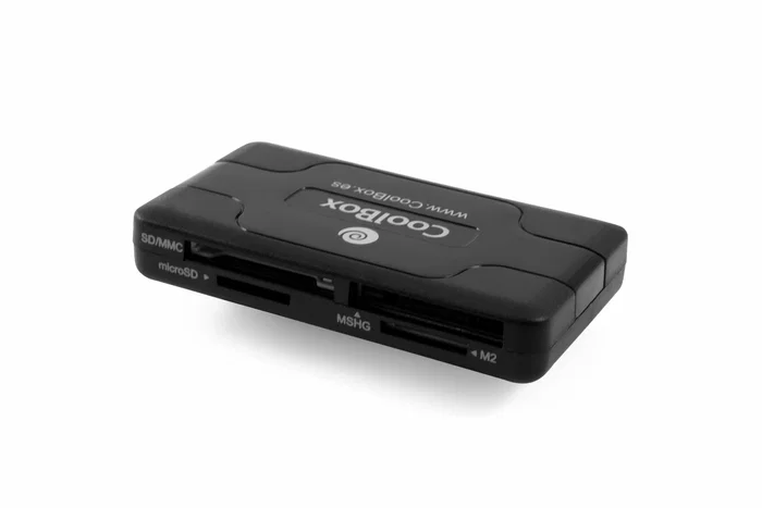 CoolBox Lector de Tarjetas Externo USB 2.0 Negro CRE-050, Compacto, Compatible con SD, MicroSD, MMC hasta 2TB, para Windows, Mac, Linux