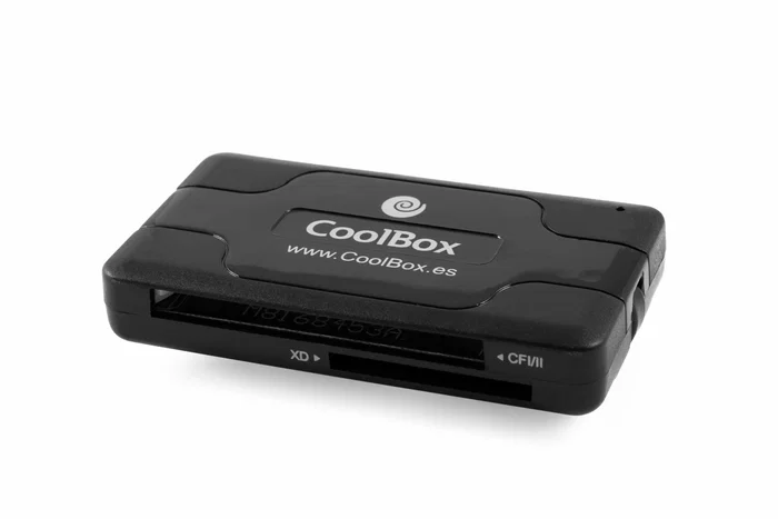 CoolBox Lector de Tarjetas Externo USB 2.0 Negro CRE-050, Compacto, Compatible con SD, MicroSD, MMC hasta 2TB, para Windows, Mac, Linux