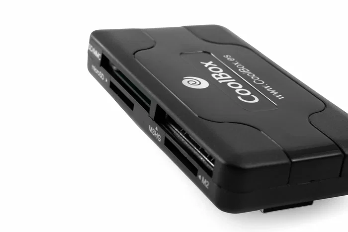 CoolBox Lector de Tarjetas Externo USB 2.0 Negro CRE-050, Compacto, Compatible con SD, MicroSD, MMC hasta 2TB, para Windows, Mac, Linux