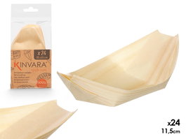 Kinvara Set 24 Bandejas Ovaladas Madera Mini 8x15.5x7cm (Set de 18)